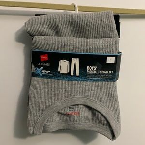 Hanes BRAND NEW boys ultimate thermal set gray
